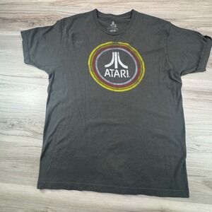 Atari Graphic T Shirt Mens Large Gray Ripple Junction Retro Gaming Logo Tee